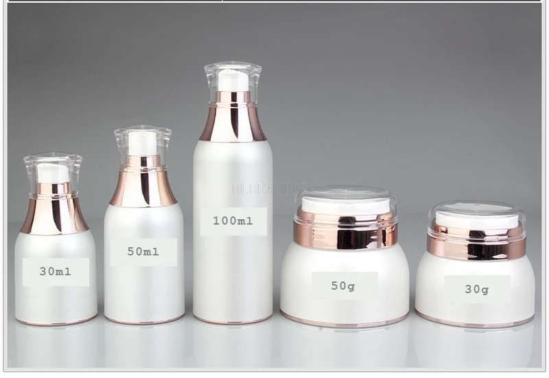 

30ml 50ml 100ml Lotion Pump airless Bottle 30g,50g White Acrylic Cream Jar Empty Cosmetic Packing Container 50Pcs/Lot