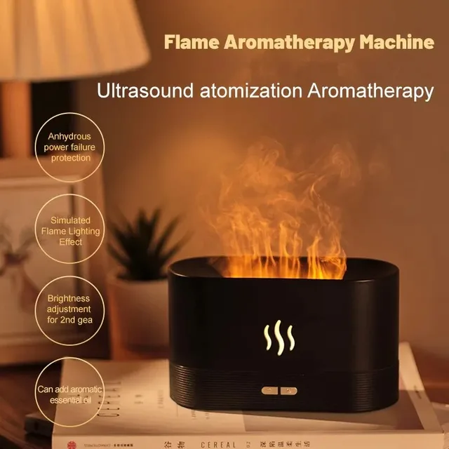 Perfume Humidifier Ultrasonic Air Humidifier With LED Lighting Simulation Colorful Flame Fragrance Essential Oil Flame Lamp 1