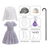Ensemble de costumes de grand-mère pour filles de 3 à 12 ans, 100 jours d'école, Costume et accessoires de carnaval, tenue fantaisie 4