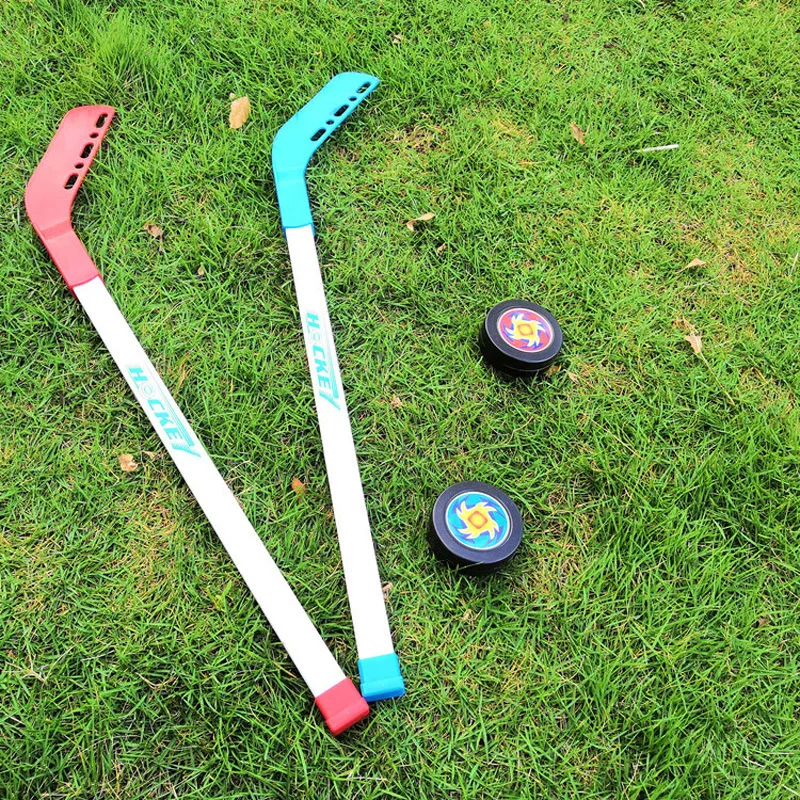 4Pcs Kids Children Winter Ice Hockey Stick Training Tools Plastic 2xSticks 2xBall Winter Sports Toy Fits for 3-12 Years