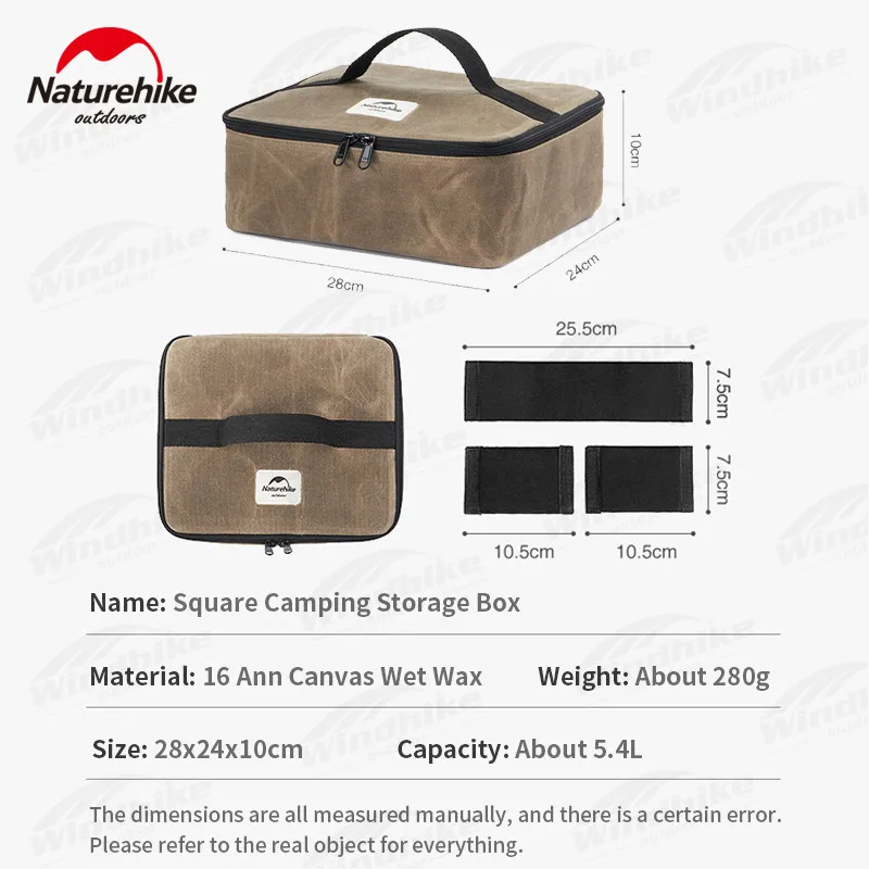 Naturehike Camping Storage Box 5.4L Portable Outdoor Canvas Picnic Tool Bag Tent Sundry Storage Bag With Partition Equipment