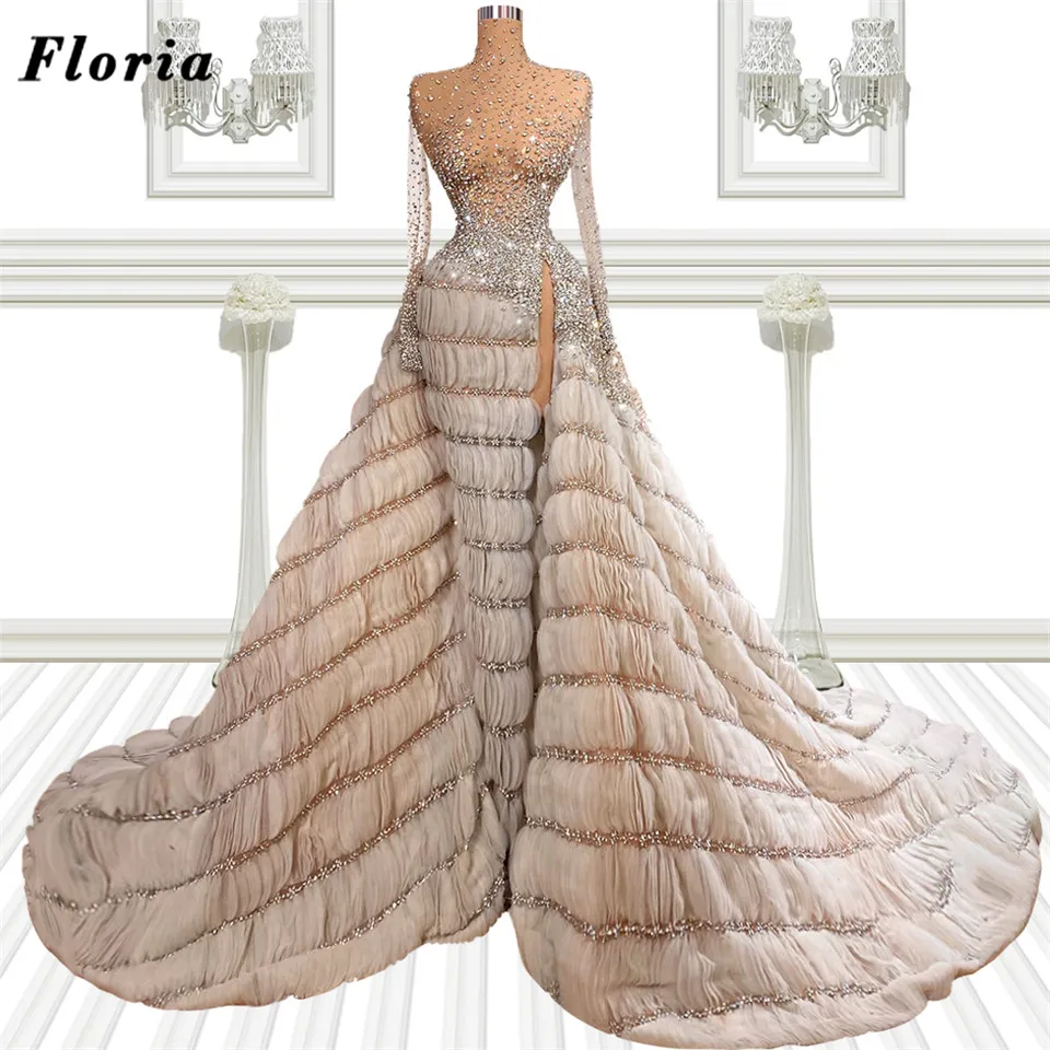 

Haute Coutures Full Beading Evening Dresses Gorgeous Long Sleeves Prom Dress African Dubai Women Wedding Party Dresses Vestidos