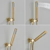 POIQIHY Brushed Gold Bathtub Faucet Wall Mounted Waterfall Bath Shower System Embedded In Wall Tub Water Tap Shower Mixer Faucet 2
