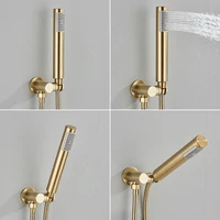 POIQIHY Brushed Gold Bathtub Faucet Wall Mounted Waterfall Bath Shower System Embedded In Wall Tub Water Tap Shower Mixer Faucet 2