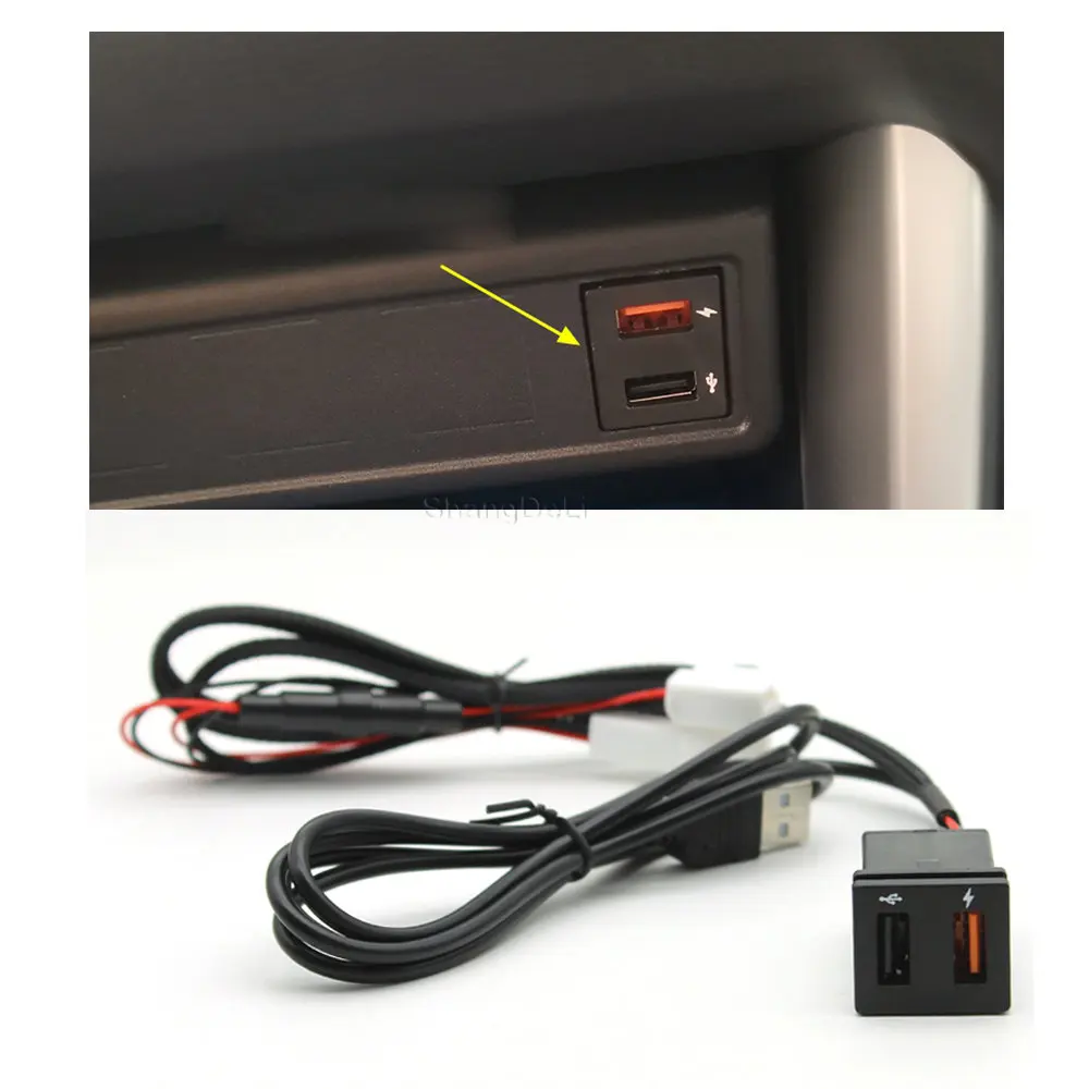 

Car Dual USB PD Ports QC3.0 12V Cigarette Lighter Socket Quick Charger Adapter Use For TOYOTA RAV4 Wildlander Corolla