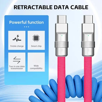 1.8M PD 60W Fast Charging Spring USB C to Type C Cable For 15 Pro Max Samsung Xiaomi Huawei Phone Charger Type-C Cables 4
