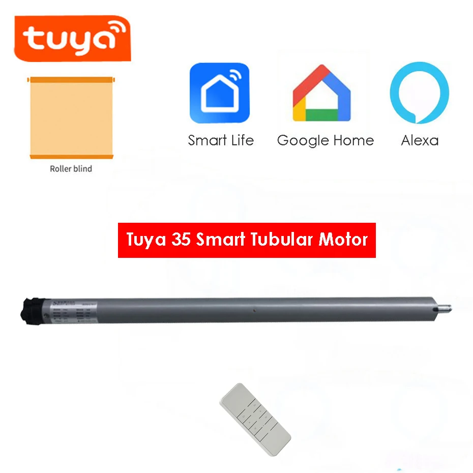 Трубчатый двигатель Tuya GM35EQ 10N, Смарт Wi-Fi пульт дистанционного управления Rf433, голосовое управление с помощью Alexa/Google Home, для трубки диаметром 45/47/50 мм