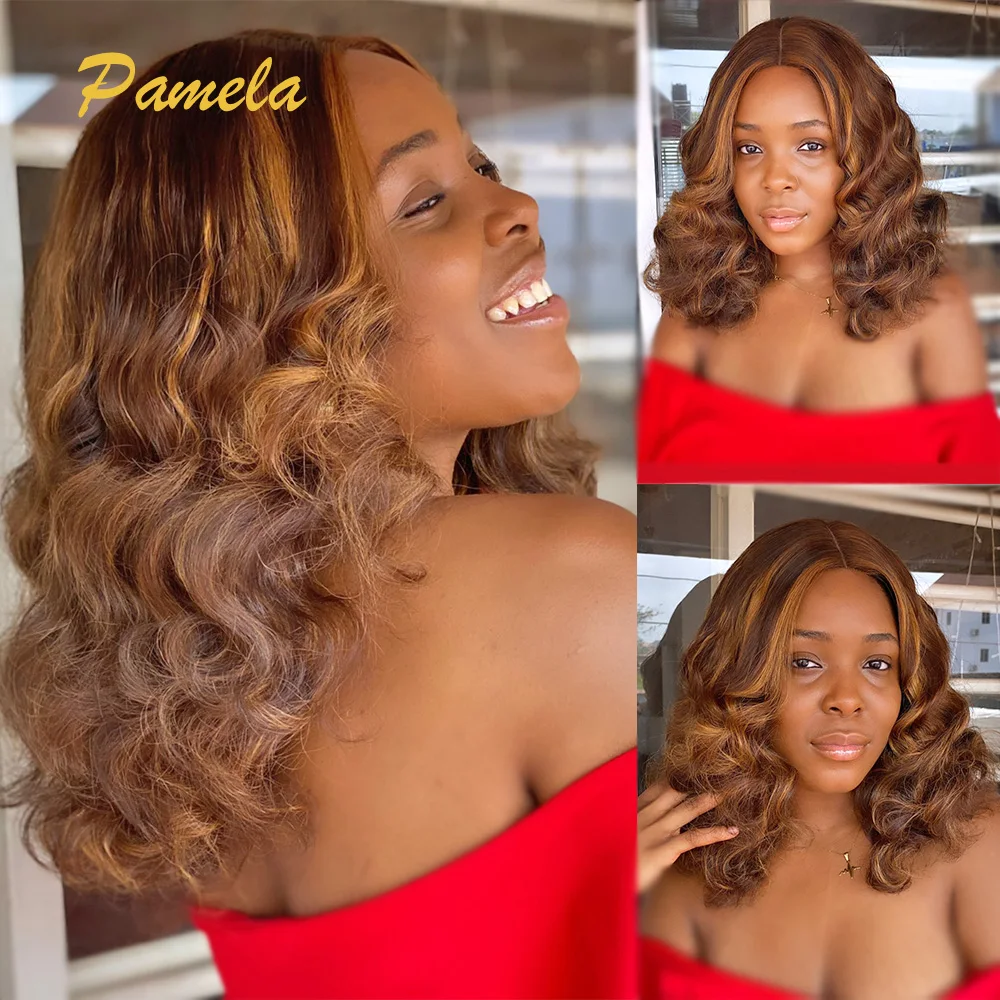 Blonde Bob Wig Human Hair 100% Loose Deep Wave Short Ombre 4 27 Brown Colored Lace Front Glueless Wigs Human Hair Ready To Wear