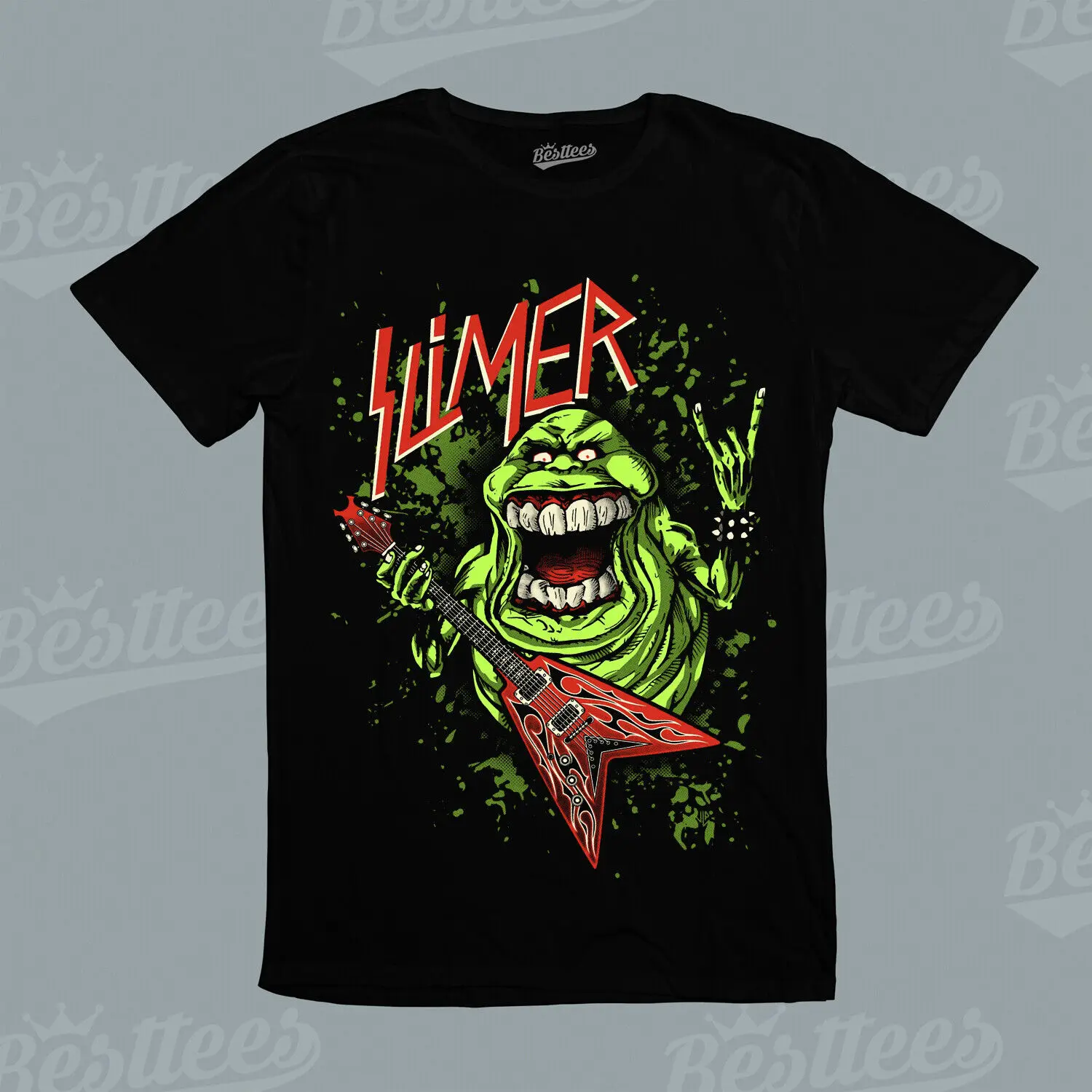 The Mean Green Ghost Onion Head Ghostbuster Slimer Horror Classic Anni '80 T Shirt