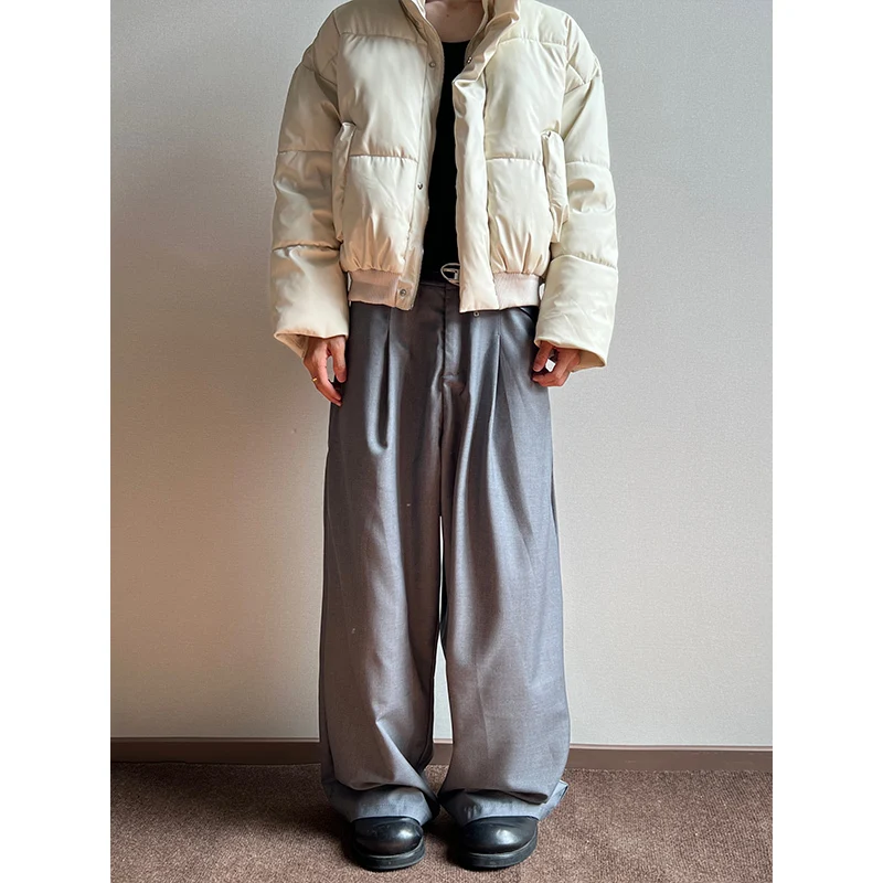Grey Black Suit Pants Men Oversized Fashion Society Mens Dress Pants Korean Loose Wide Leg Pants Mens Office Formal Trousers 2
