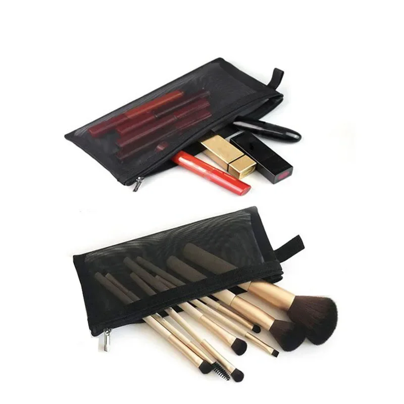 Makeup Organizer Cosmetic Bag Cosmetic Storage Bag Toiletry Bag Makeup Bag Cosmetic Case 1PCS Makeup Bags for Cosmetics Mesh Balck Pencil Case Women Cosmetic Brushes Tools Kit Bag Girls Lipstick Storage Brush Pouch