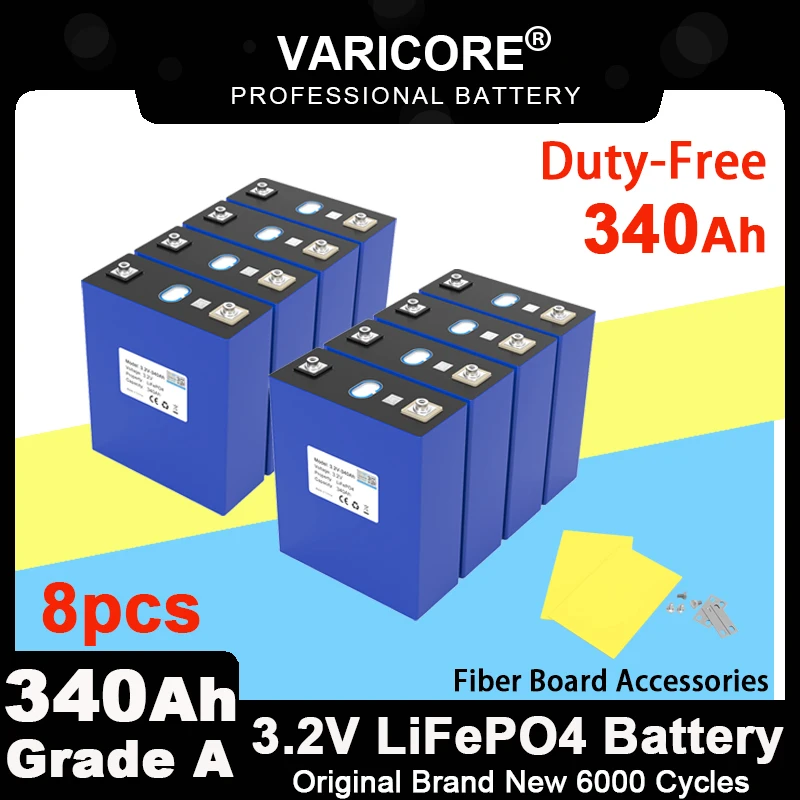 8pcs  3.2V LiFePO4 Battery 320AH 280ah 200ah 150ah 105ah DIY 12v 24V Automotive