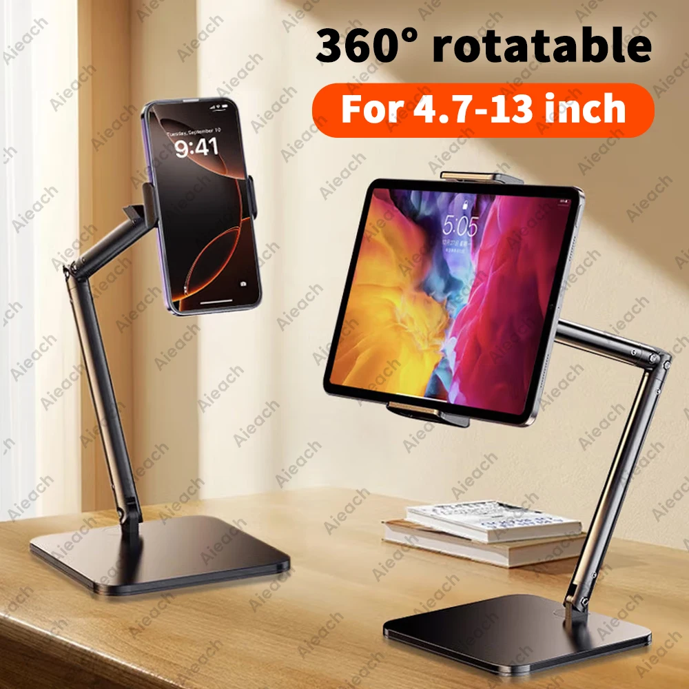 Premium Multi-Angle Adjustable Tablet & Phone Stand with 15 Flexible Metal Arm, Ergonomic Design