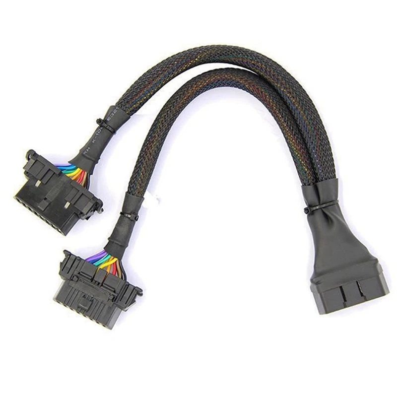 

3x2 в 1 Удлинительный кабель OBD2 штекер OBDII на 2 гнезда сплиттер автомобильное Соединение компьютера преобразователь разъем 30 см