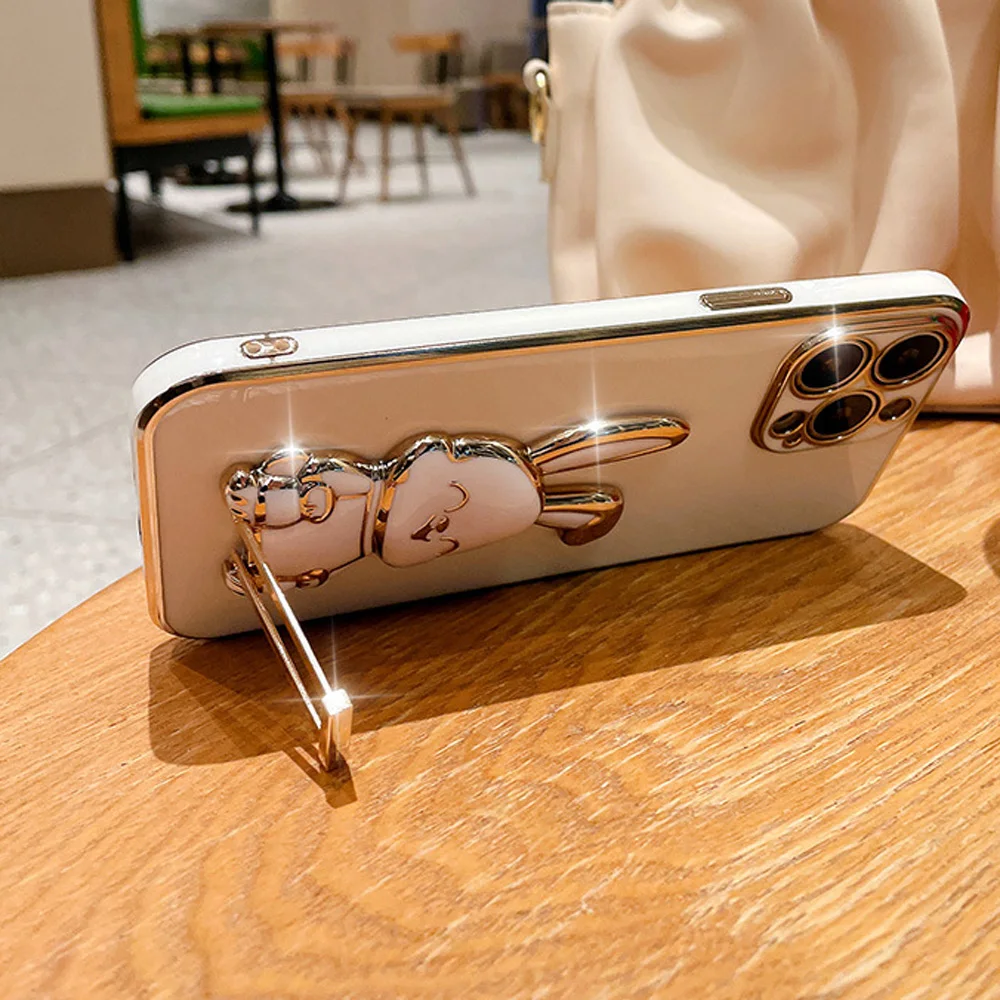 Adorable Rabbit Design Phone Holder Bracket with Plating Cover