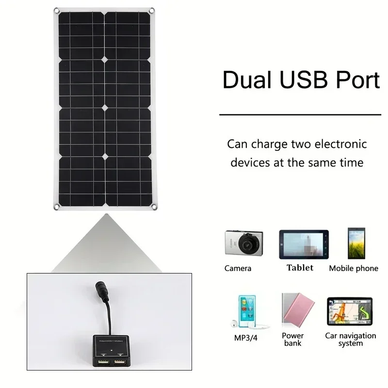Pannello solare in silicio monocristallino da 1000 W/m2 18 V Caricatore solare flessibile doppio USB DC con controller per carica batteria per auto RV - immagine 5
