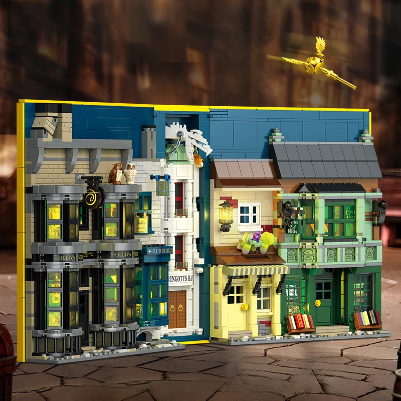 1976Pcs Diagon Alley Series Building Blocks Fai Da Te Creativo Bacchetta Negozio Modello Mattoni Decorazione Desktop Giocattoli Per Bambini Regali Di 