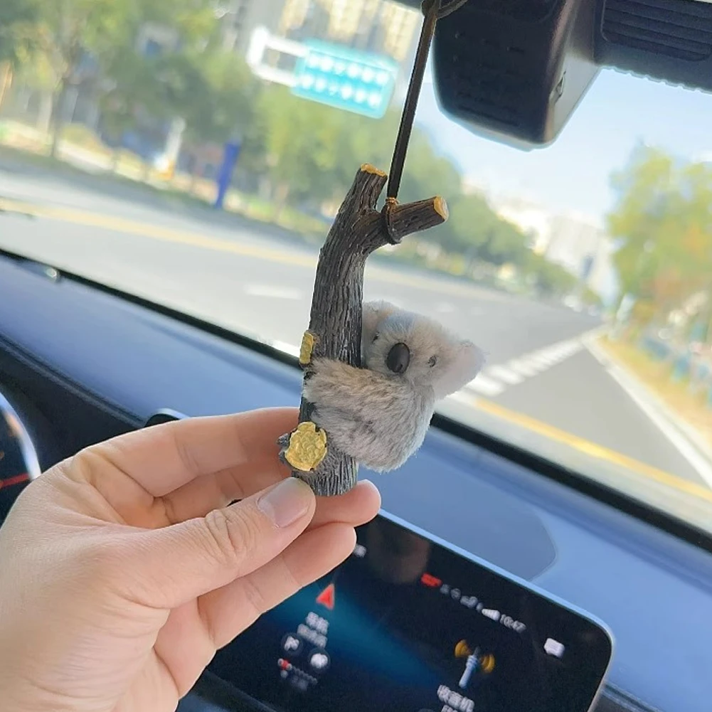귀여운 코알라 자동차 장식품 창의적인 백미러 펜던트 체인 자동차 내부 장식 액세서리