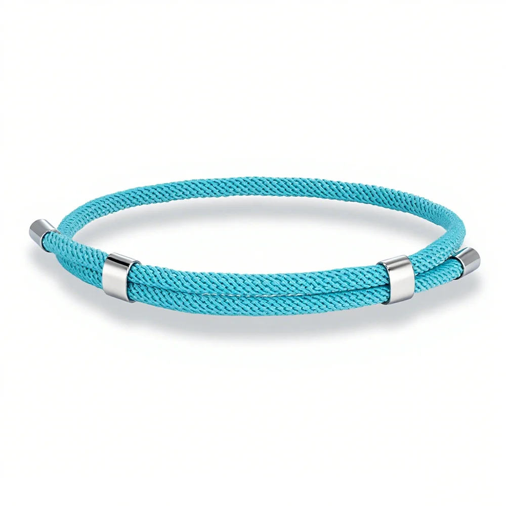 MKENDN Simple Style Men Women Bracelet 3mm Durable Marine Rope With Polished Steel Closure Jewelry Summer Beach Gifts