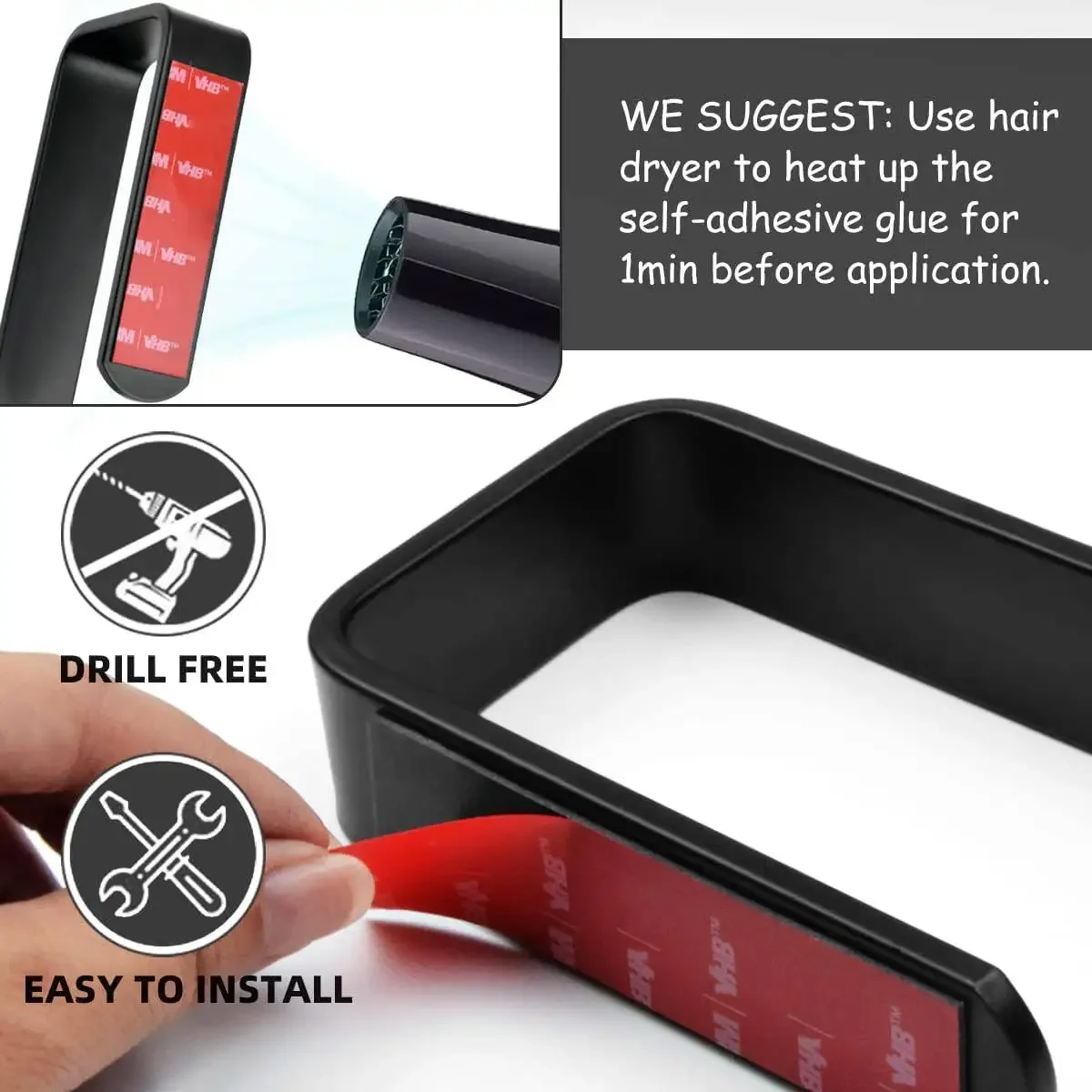 Toilet Paper Box Adhesive Plastic No Drilling Tissue Dispenser for Washrooms Bathroom Kitchen