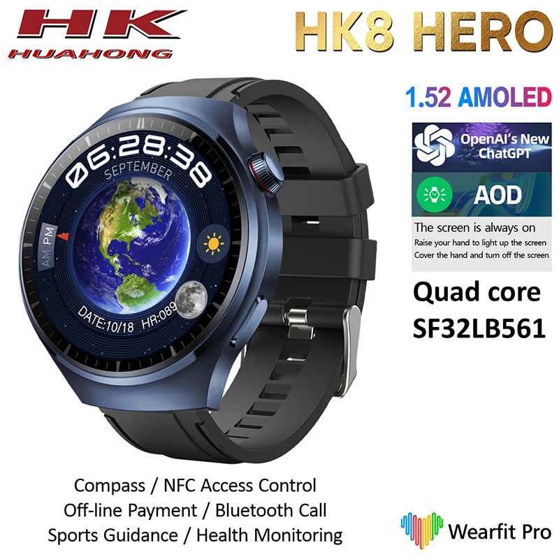 

HK8 Hero Original Smart Watch IP67 Bluetooth Call HD Screen Heart Rate Smartwatch for Xiaomi HUAWEI PK DT70+ HK5 HK4 GT3 Pro Max