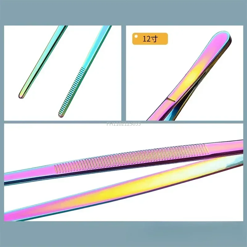 1PC Barbecue Food Tongs Thickened Daily Clamp Tool 12Inch Kitchen Tongs Stainless Steel Culinary Precision Tweezer Cooking Tongs