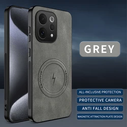 VIVO V70 Premium Nappa Leather Magnetic Protective Case with Camera Safeguard for VIVO V70 (GRAY)