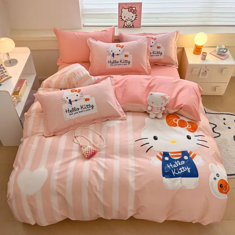 

Hello Kitty Cinnamoroll Anime Sanrio Kawaii Cotton Kids Blanket Bed Cover Cute My Melody Sheet 4 3-Piece Set Comforter Kids Toy