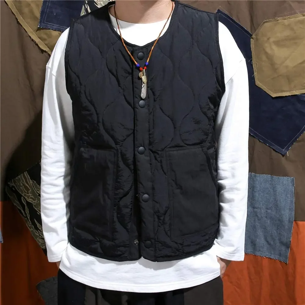 Cotton Padded Vest Mens Sleeveless Quilted Jacket Thick Warm Fashion Casual Outerwear Men Autumn Winter fashionable vests sleeveless vests sleeveless vest casual jacket
