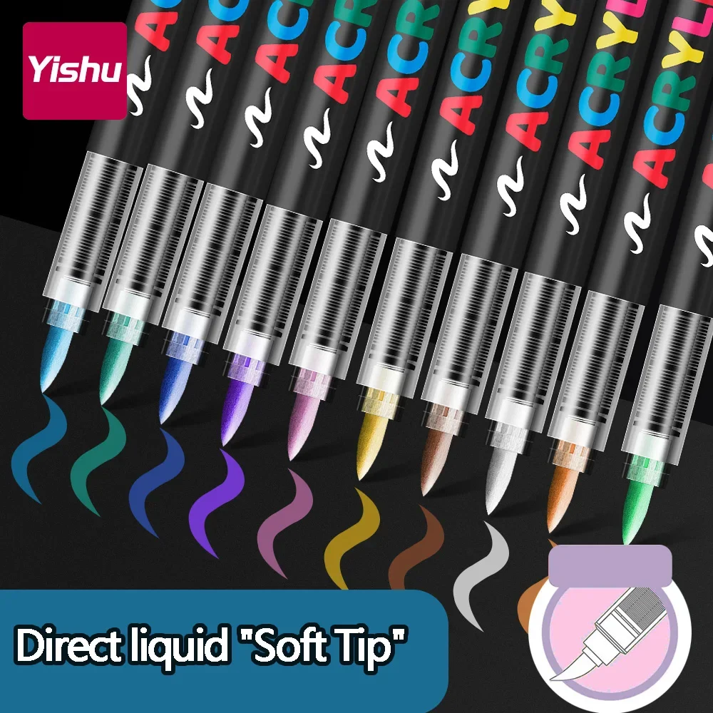 Acrylic Paint Pen Set - 12-168 Colors Brush Tip Markers for Rock Wood Canvas and Stone DIY Crafts  Christmas Gifts