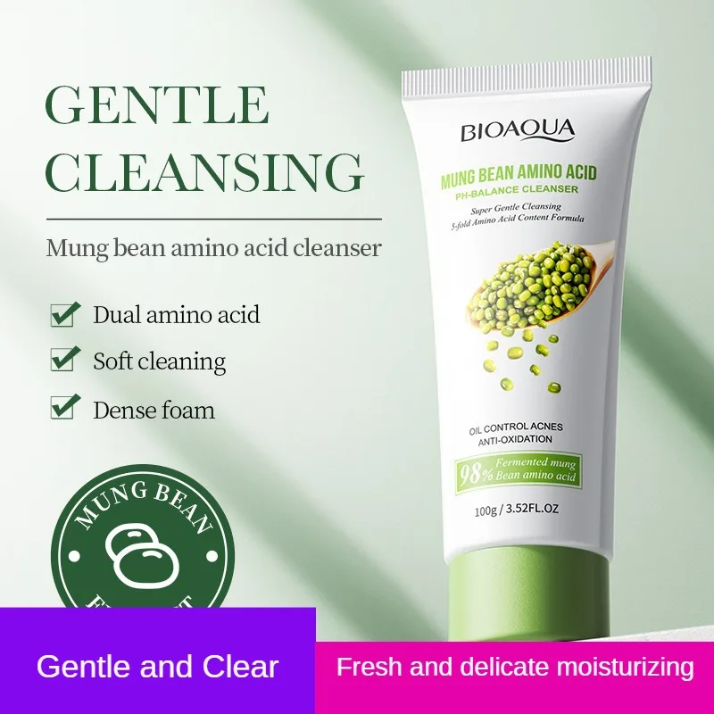 

Mung Bean Amino Acids Facial Foam Cleanser Send 1 Gel Deep Pore Cleansing Remove Blackheads Face Wash Skin Care