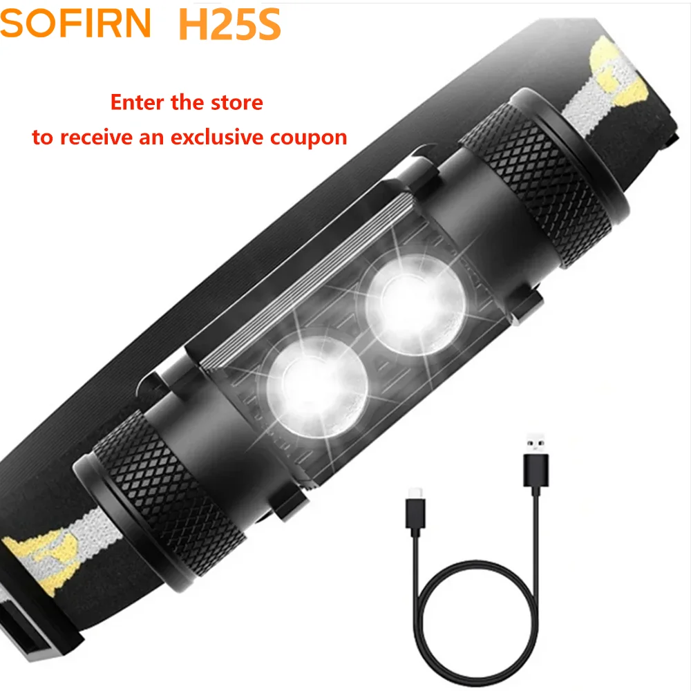 소프린 H25S 미니 LED 헤드램프 XML 1200lm 헤드 램프 백색광 헤드램프 USB 충전식 18650 헤드 라이트