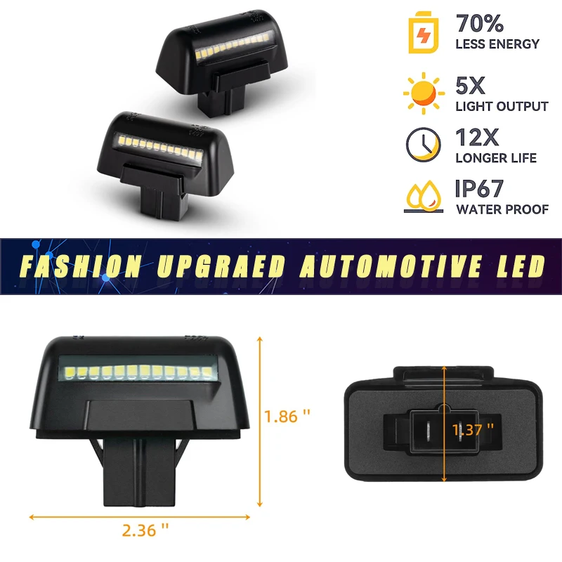 2Pcs LED License Plate Lights For Ford Transit MK5 MK6 MK7 1985-2014 Super Brigh