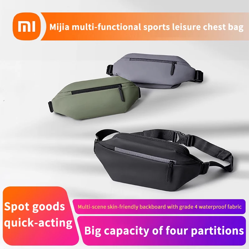 Xiaomi Mijia sac de poitrine multifonctionnel loisirs portable sac à bandoulière sac diagonale pratique multi-zone sac à main de sport