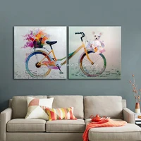 Mintura,Handpainted Modern Bicycle Oil Painting On Canvas,Abstract Pop Art Poster,Wall Picture,Living Room Decor,Home Decoration 3