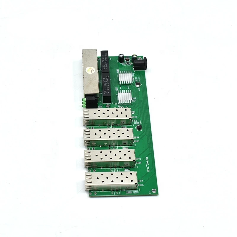 Gigabit PCBA Borad Media Converter 4*1.25G SFP Slot Fiber Port 4 RJ45 Port 10/100/1000M Ethernet 4G4F Media Converter PCBA