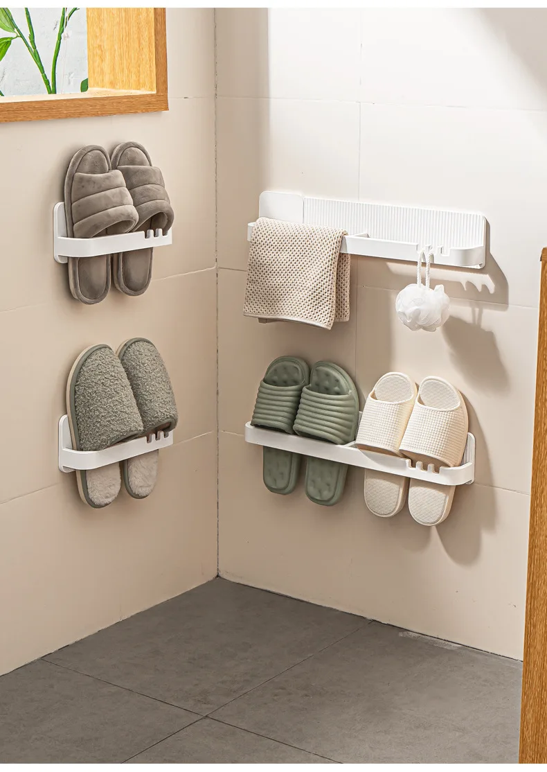 Adhesive Wall Hanging Slipper Rack Household Stereo Shoes Storage Rack For  Room Moisture-proof Combinable Shoe Rack For Bathroom - AliExpress