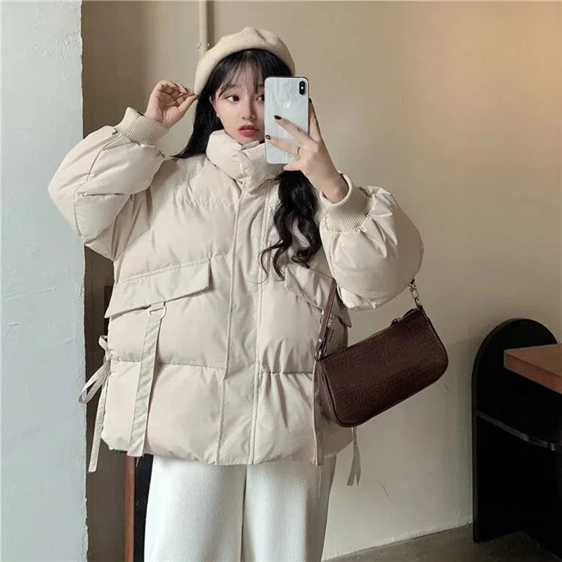 

Пуховик женский из хлопка, новинка зимы 2024, Корейская Свободная Повседневная универсальная куртка с подкладкой для хлеба, женские толстые теплые парки большого размера