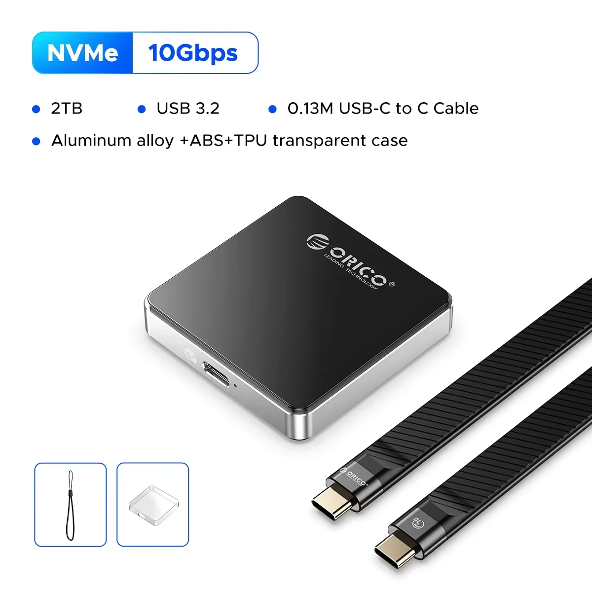 ORICO USB3.0 Type-C External Hard Drive Enclosure - 5Gbps UASP Tool-Free Design