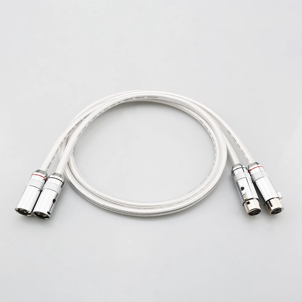 Audiocrast IC102AG 99.998% 순수 실버 XLR 케이블 HiFi 오디오 인터커넥트 솔리드 PSS 순수 실버 코어 와이어 실버 도금 플러그