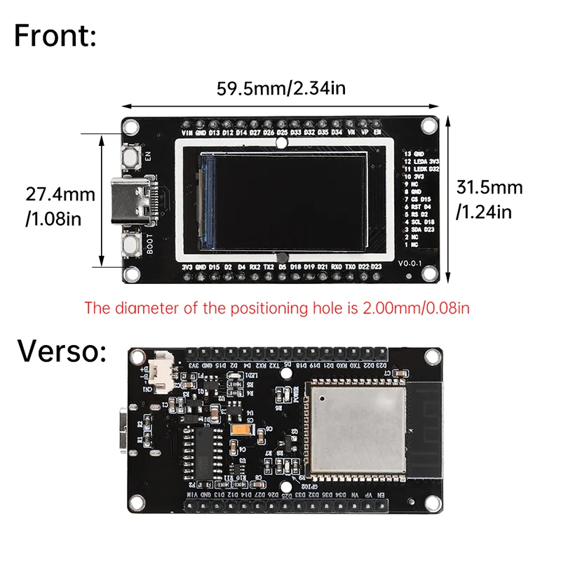 ตัวเลือกสินค้า ESP32 -WROOM-32 บอร์ดพัฒนา 1.9in/1.14in ST7789 170x320 จอแสดงผล TFT LCD, WiFi + BL โมดูล CH340 อินเทอร์เฟซ Type-C สําหรับ Arduino