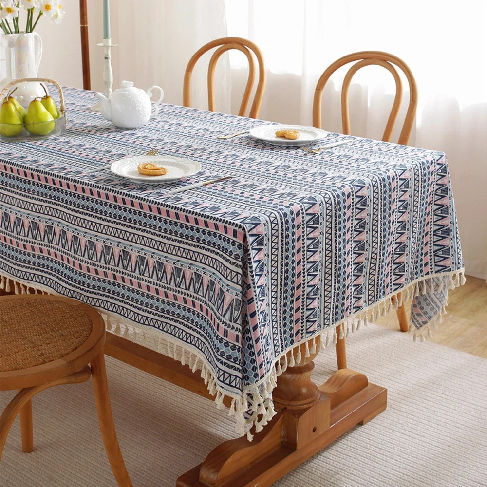 

Bohemian Style Tablecloth Geometric Cotton Linen Retro Rectangular Table Coffee Cloth Cover Dining Tablecloth Mantel Mesa 식탁보