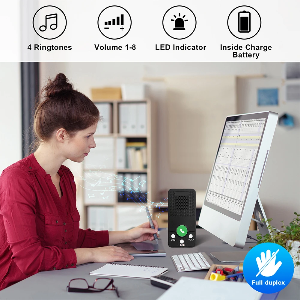 Wireless Doorbell Rechargeable Battery Hands Free Full Duplex Intercom Door Bell Adjustable Volume 4 Chimes Apartment Intercom