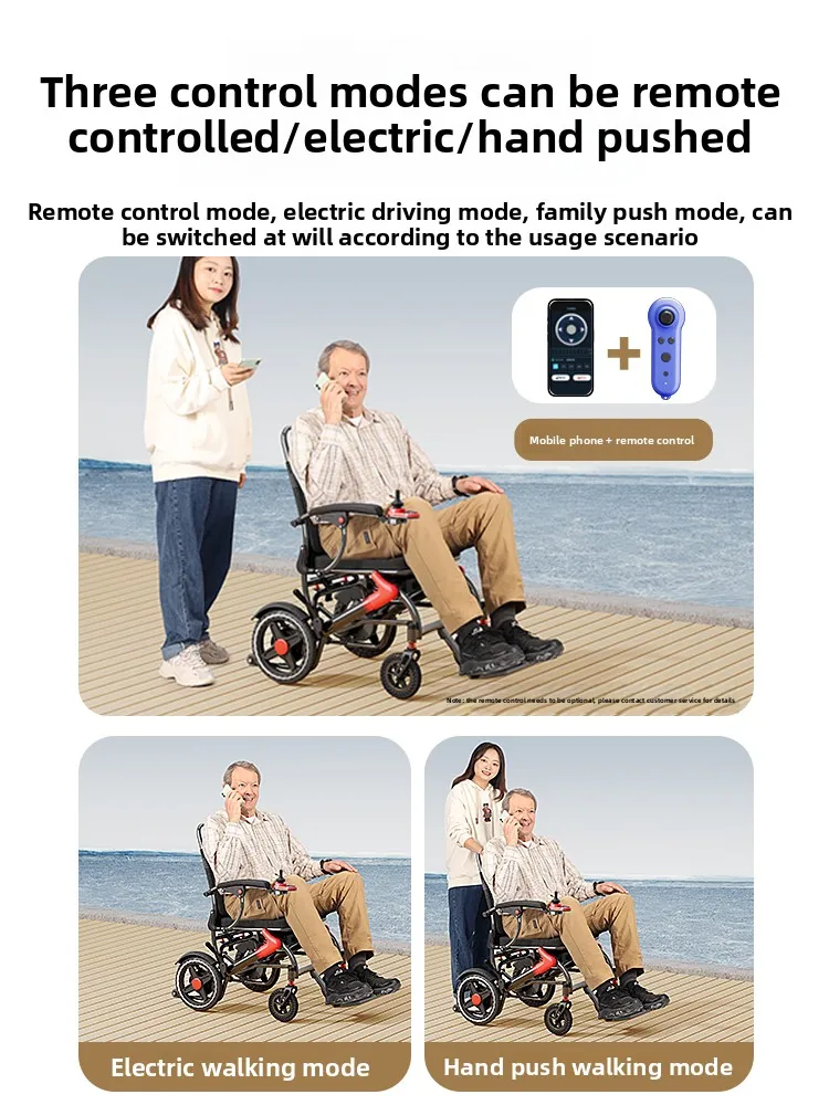 Sedia a rotelle elettrica pieghevole ultraleggera intelligente completamente automatica scooter portatile per anziani disabili speciali - immagine 4
