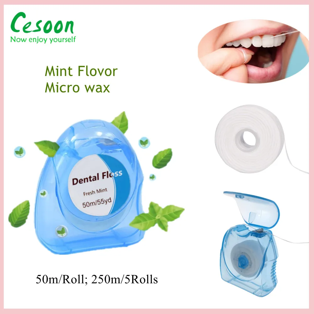 

5/1Roll 50m Dental Floss Tooth Cleaning Flosser Toothpick Spool Wax Mint Oral Care Teeth Interdental Cleaner Portable Floss Pick
