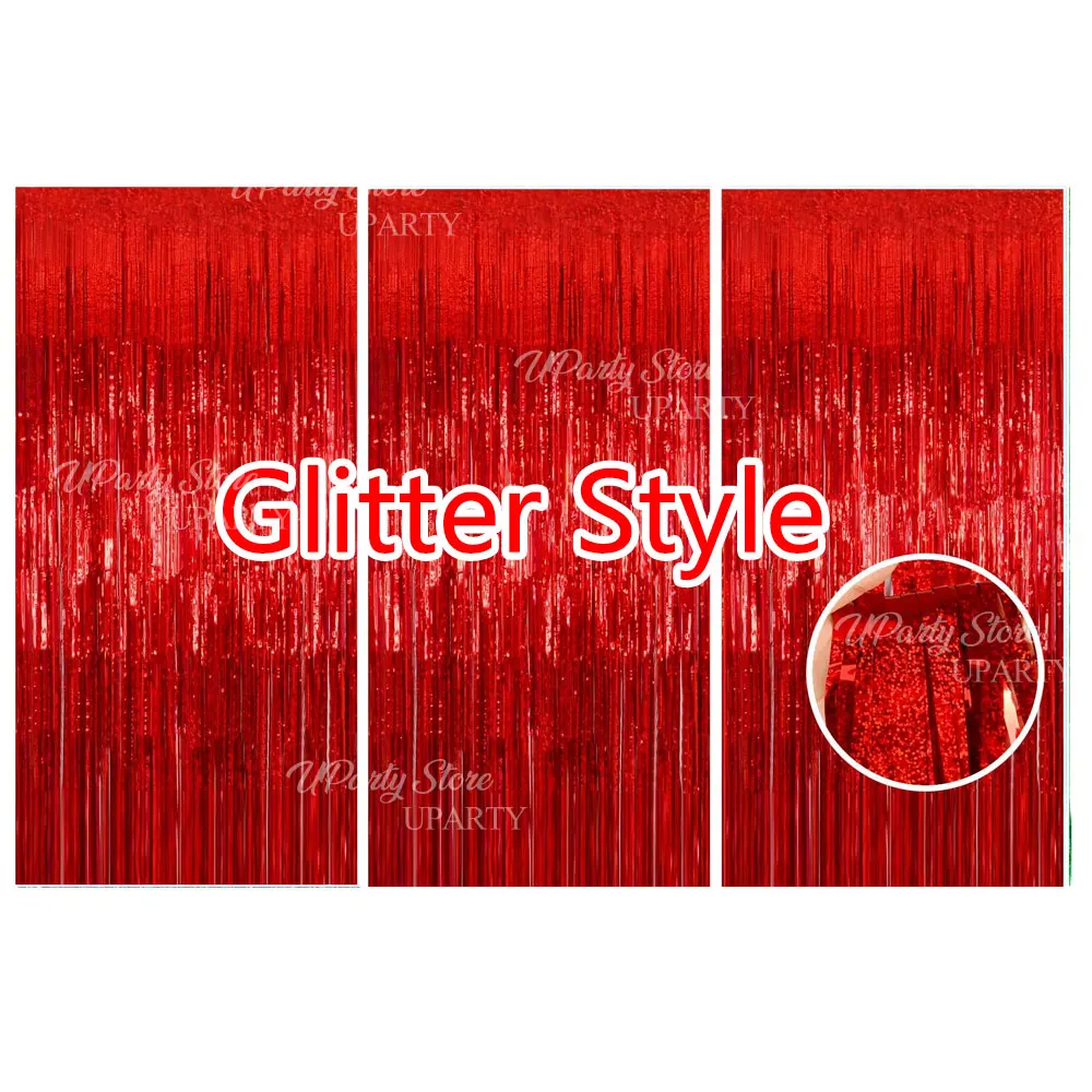 Silver Foil Fringe Curtains - Set of 3, Metallic Rose Gold Tinsel Streamers for Celebrations and Events Backdrop Decor