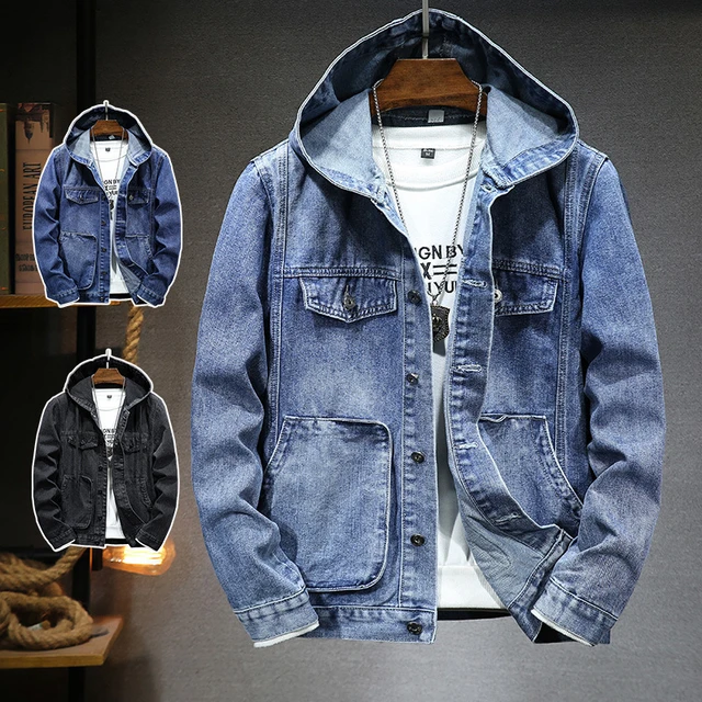 Men Orange Stars Patch Denim Jacket Streetwear Blue Cotton Ripped Coat  Outerwear - AliExpress