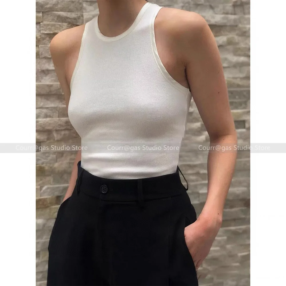 

Black Work Knit Vest Women Outer Wear 2024 New Slim Inner Sling Sleeveless Top