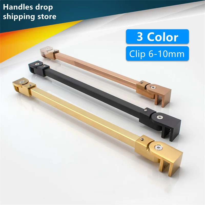 Rose Gold Shower Installation Kits Shower Glass Clamp Bracket Glass Door Handle Hinge Enclosure Panel Support Bar