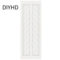 DIYHD 36X84in Fish Bone V Shape Sliding Barn Slab MDF Solid Core Primed Interior Panel(Disassembled), 36X84 in, White Door
